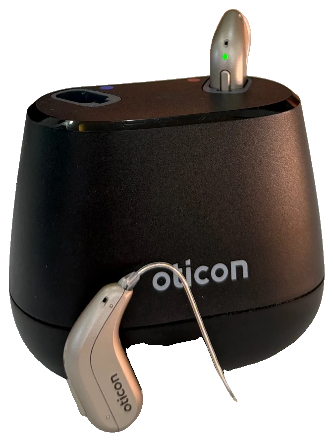 Oticon şarj kutusu ve işitme cihazı